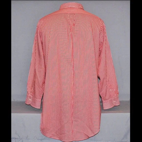 Lauren Ralph Lauren Mens Shirt Size L/XL Red & White Striped Button Down - Picture 2 of 11